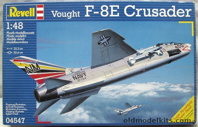 Revell 1/48 Vought F-8E Crusader - US Navy VF-194 USS Ticonderoga 1966 / French Navy 12 Flottille Carrier Clemenceau 1987 - (F8EFN / F8U) - (ex Monogram), 04547 plastic model kit